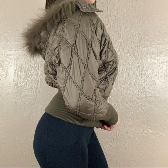 Just Design Brown Quilted Puffer Coat - Picture 4 of 13